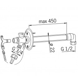 Dārza krāns neaizsalstošs ORAS (hidrants-ventilis) 431716