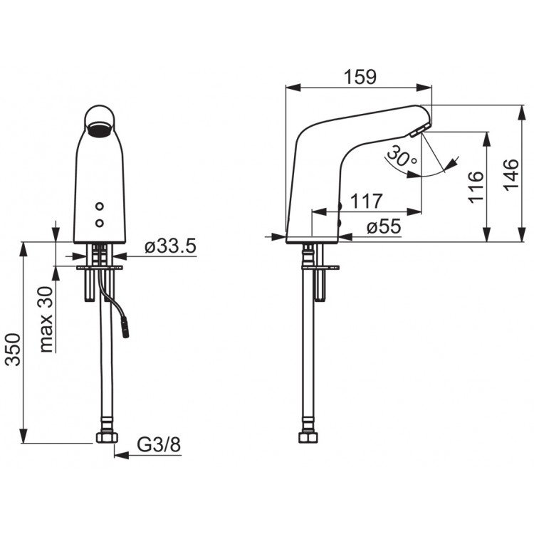 Bezkontakta izlietnes jaucējkrāns ORAS MEDIPRO, 9/12V, 5520F
