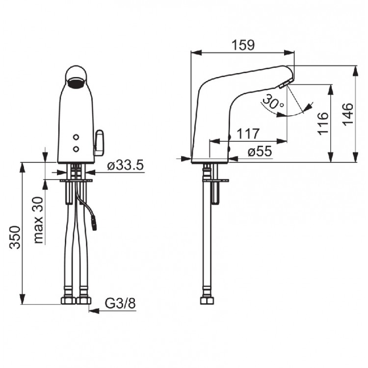 Bezkontakta izlietnes jaucējkrāns ORAS MEDIPRO, 6V, 5551F