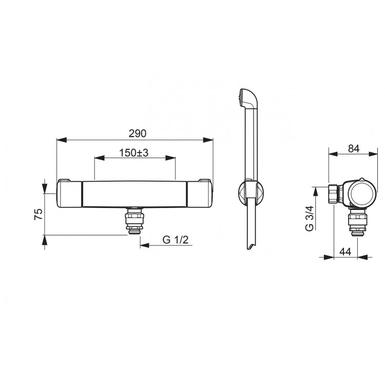 Termostata dušas maisītājs ar bidettu ORAS NOVA 7484 New