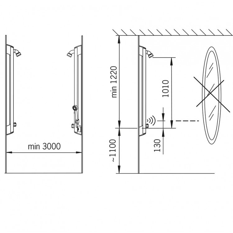 Dušas panelis ar termostatu ORAS ELECTRA, 6V 6662F
