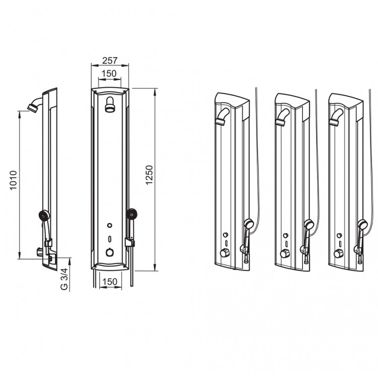 Dušas panelis ar termostatu ORAS ELECTRA, 12V 6662FTW