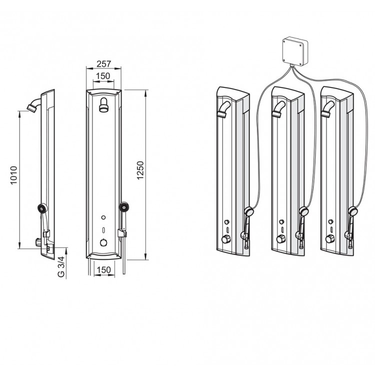 Dušas panelis ar termostatu ORAS ELECTRA, 12V 6662FTX
