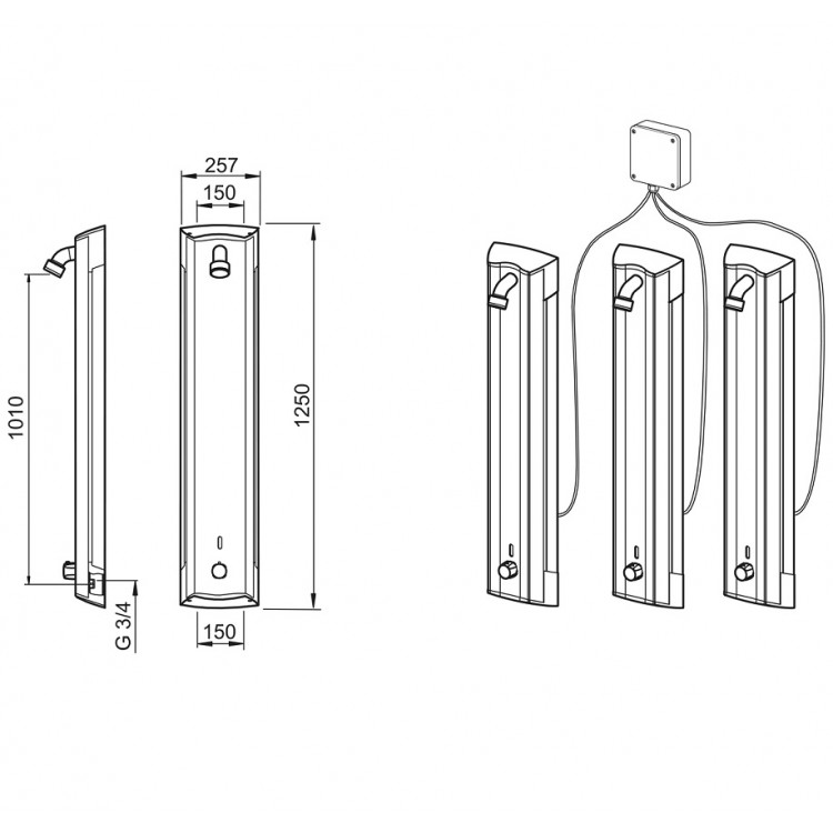 Dušas panelis ar termostatu ORAS ELECTRA, 12V 6664FTX