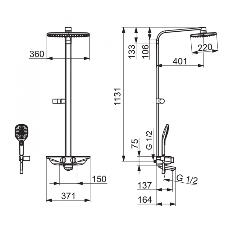 Termostata vannas/dušas sistēma ORAS Esteta 7591U-15