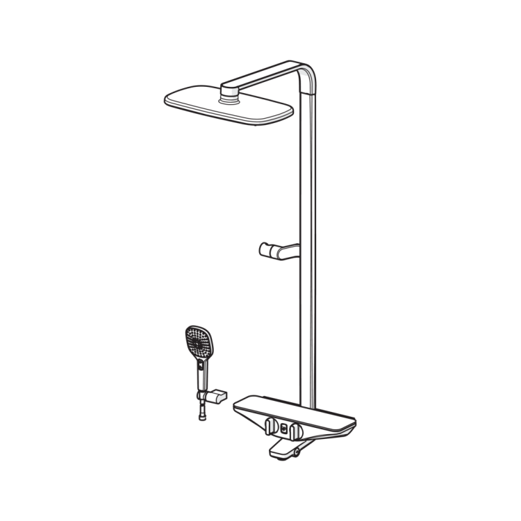 Termostata vannas/dušas sistēma ar virsdušu ORAS Esteta Wellfit 7593U-15