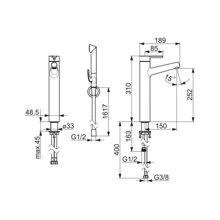 Izlietnes maisītājs paaugstināts ORAS INSPERA, 3002F