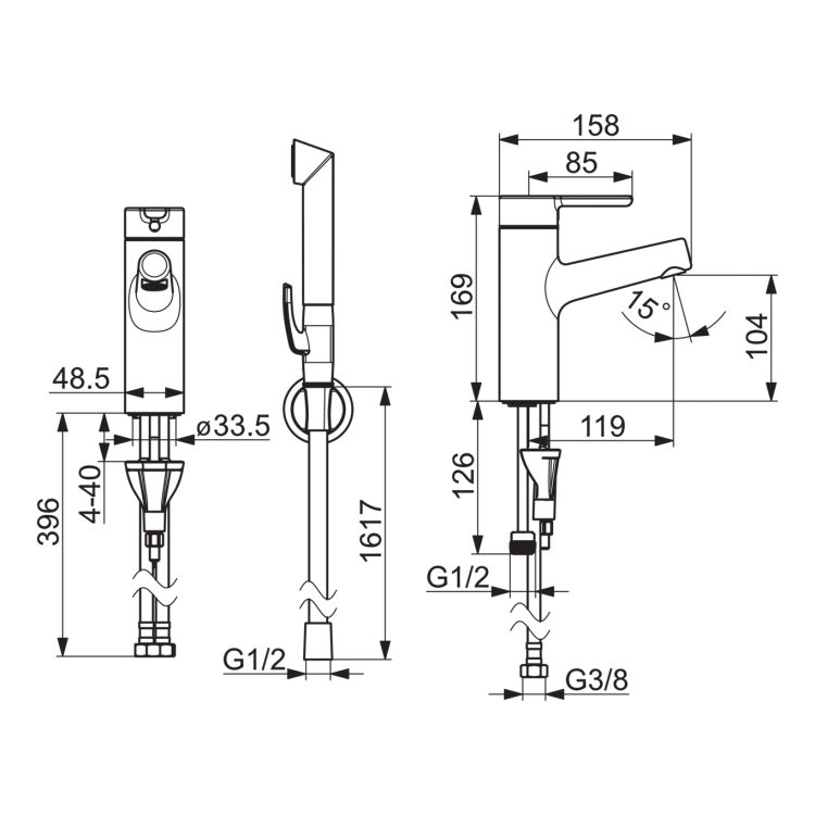 Izlietnes maisītājs ar bidetta rokas dušu ORAS INSPERA 3012F