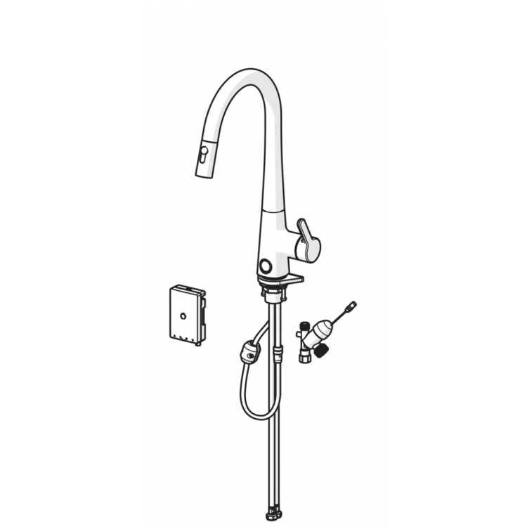 Virtuves izlietnes maisītājs ar izvelkamu izteku ORAS Inspera, 3V 3031F