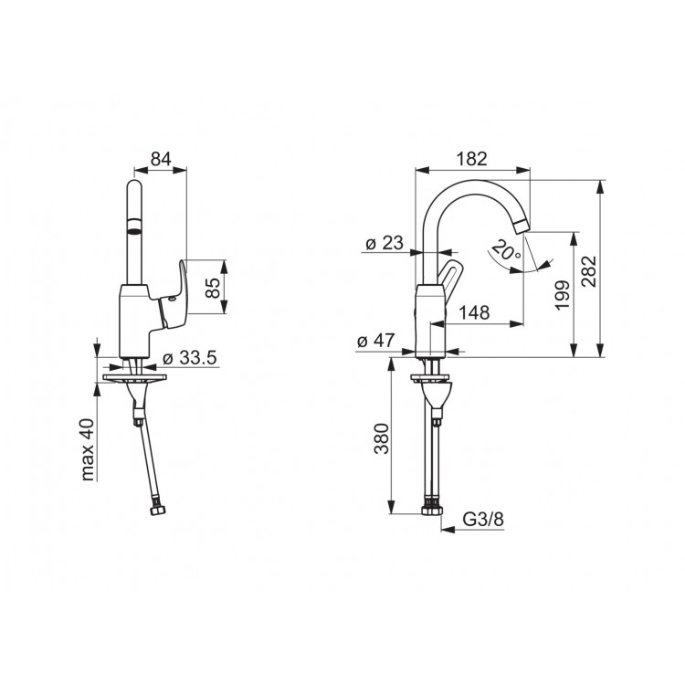 Izlietnes maisītājs ORAS SAFIRA, 1007F