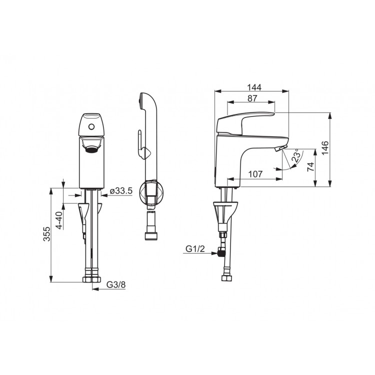 Izlietnes maisītājs ar bidetta rokas dušu ORAS SAFIRA 1012F