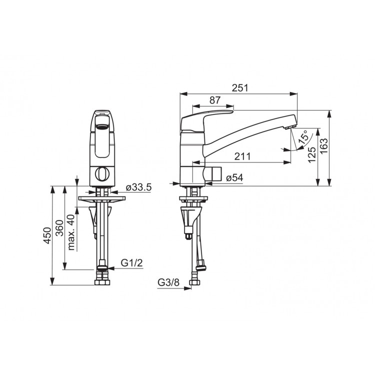 Virtuves izlietnes maisītājs ar ventili ORAS SAFIRA, 1035F