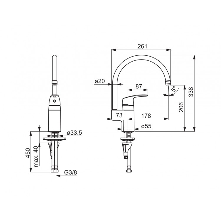 Virtuves izlietnes maisītājs ar ventili ORAS SAFIRA, 1038F