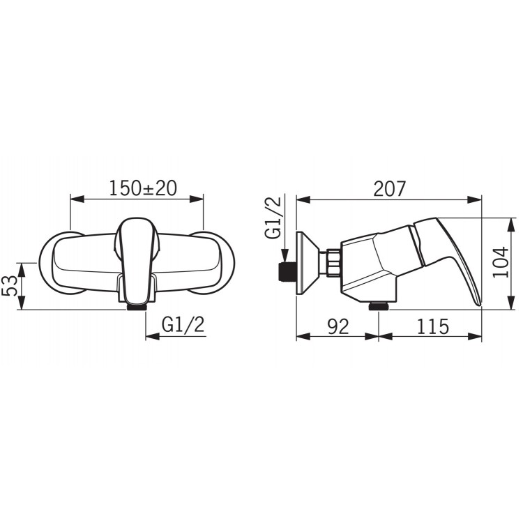 Dušas maisītājs ORAS SAFIRA, 1075X