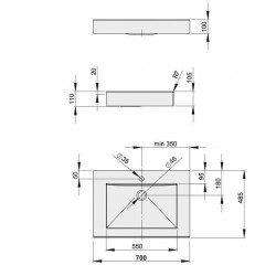 Vannas istabas izlietne PAA LONG STEP 70x49cm