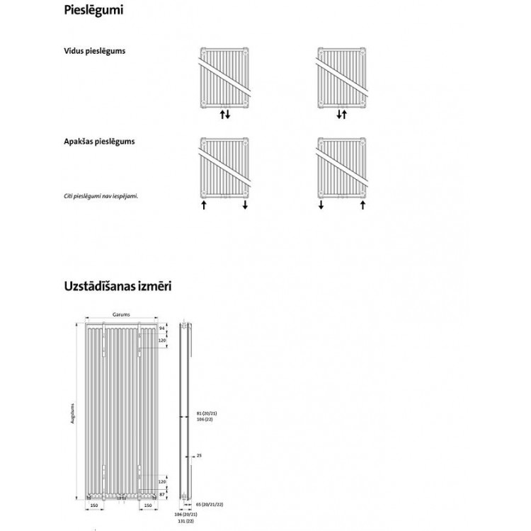 Radiators PURMO VERTICAL 21 2100x600