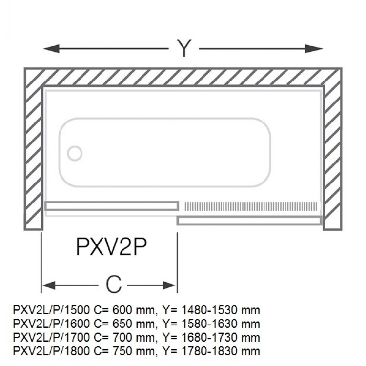 Vannas sieniņa Roth PXV2/1800