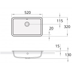 Vannas istabas iebūvējamā izlietne PAA OPUS IN 52x32cm