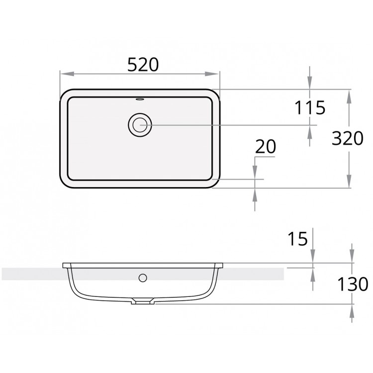 Vannas istabas iebūvējamā izlietne PAA OPUS IN 52x32cm