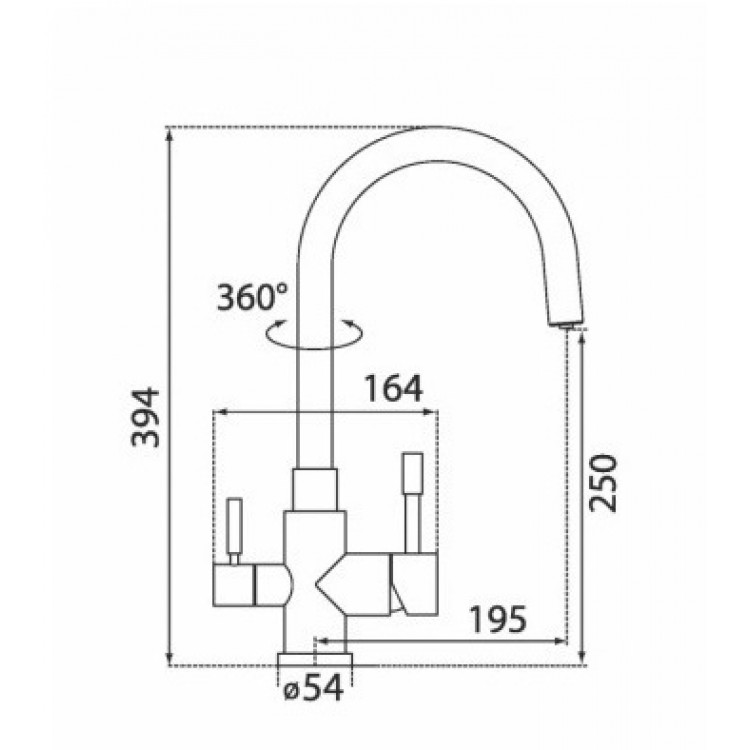 Virtuves izlietnes maisītājs dzeramajam ūdenim BLUE WATER PALMIRA INOX