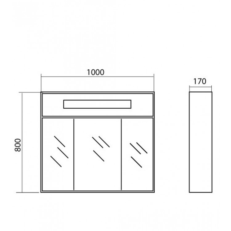 Vannas istabas skapītis ar spoguli Akvarodos PARIS 100 cm, Paris100