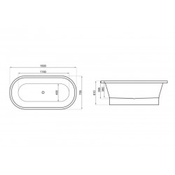 Brīvi stāvoša vanna Polimat AMONA NEW NERO 150x75 cm, 00058