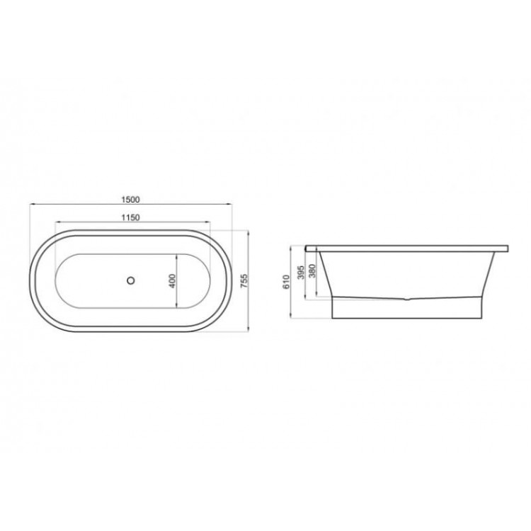 Brīvi stāvoša vanna Polimat AMONA NEW 150x75 cm, 00055