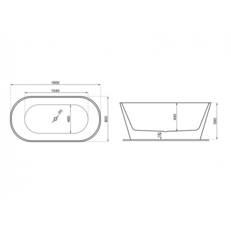 Brīvi stāvoša vanna Polimat UZO 160x80 cm, 00438