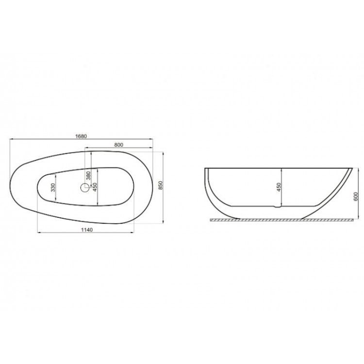 Brīvi stāvoša vanna Polimat SHILA 170x85 cm, 00432