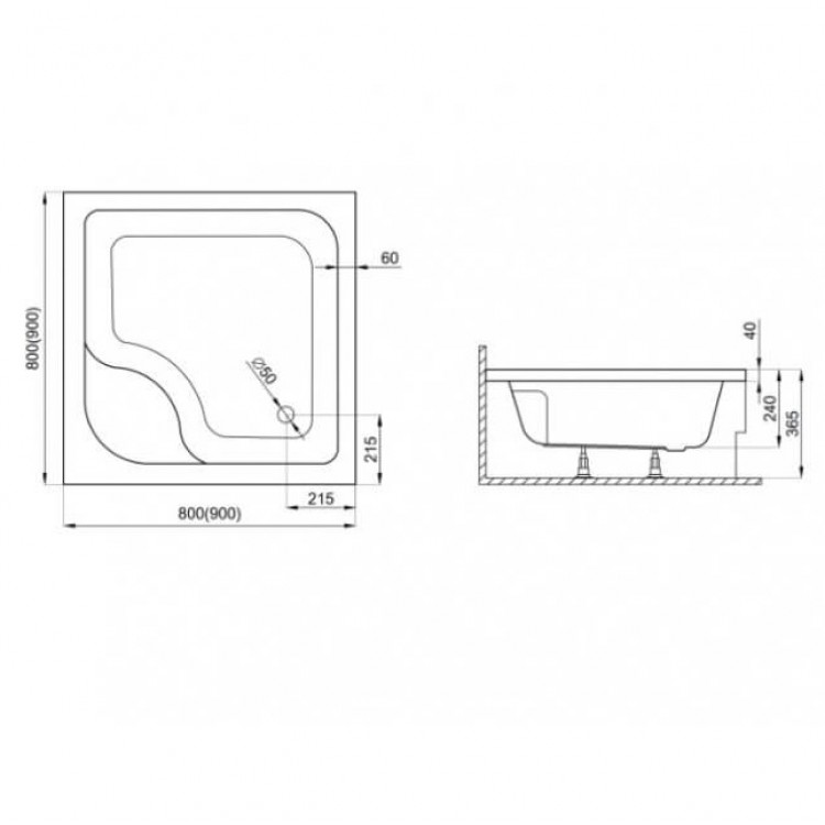 Dušas paliktnis dziļais Polimat TAKO 90x90cm, 00394