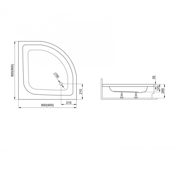 Dušas paliktnis pusapaļš Polimat PAKO 80x80cm, 00090