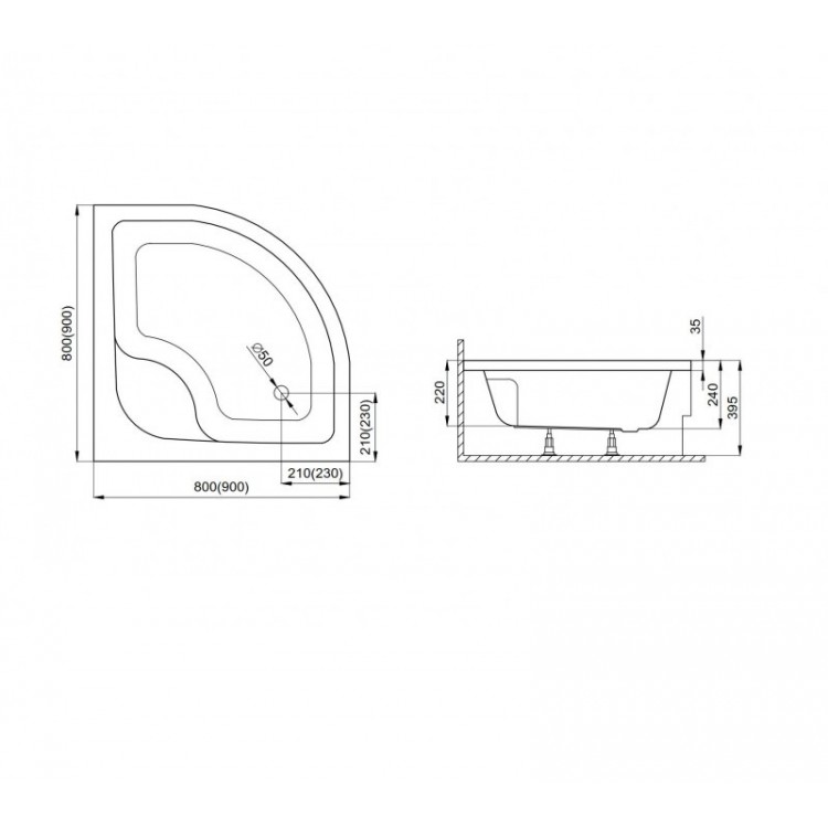 Dušas paliktnis dziļais Polimat PAKO 80x80cm, 00086