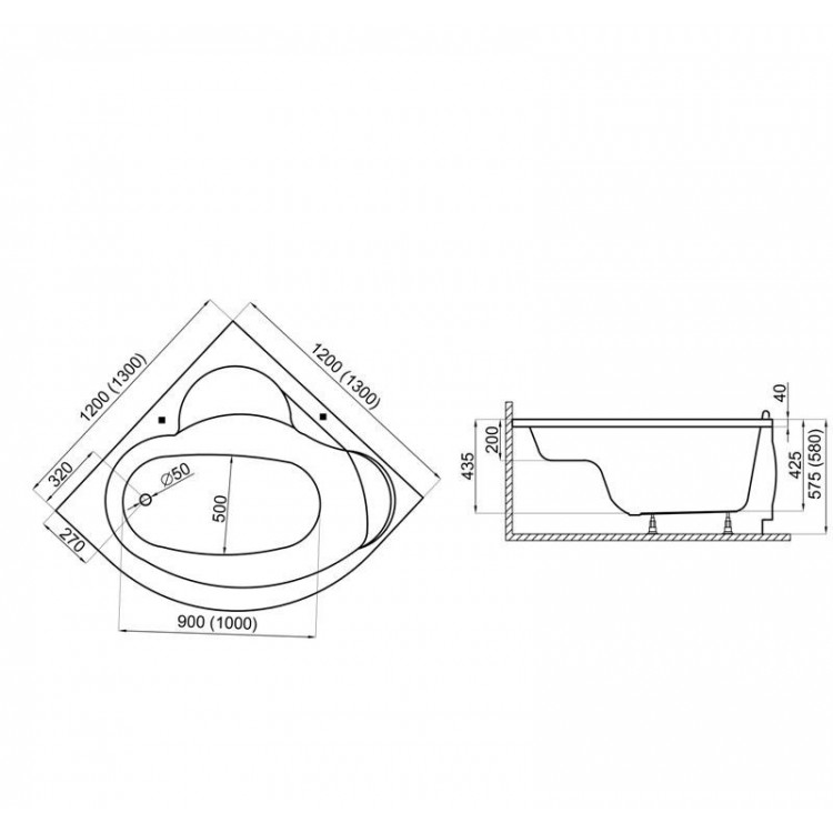 Stūra vanna Polimat STANDARD 1 120x120, 00205
