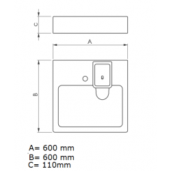 Izlietne virs veļas mašīnas Polycer Compactino 60x60 cm, WBX-101