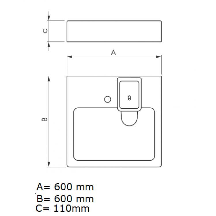 Izlietne virs veļas mašīnas Polycer Compactino 60x60 cm, WBX-101