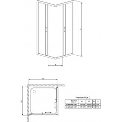 Dušas stūris kvadrātveida Radaway Dolphi Premium Plus C 80x80