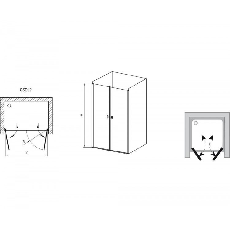 Dušas durvis RAVAK Chrome CSDL2 120 cm, satīns