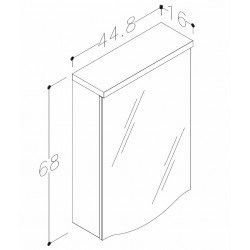 Vannas istabas skapītis ar spoguli RB PIANO 45cm RV45M