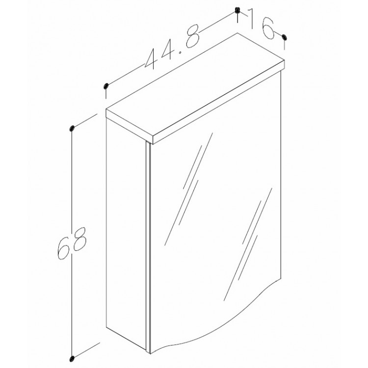 Vannas istabas skapītis ar spoguli RB PIANO 45cm RV45M