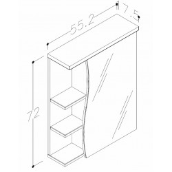 Vannas istabas skapītis ar spoguli RB PIANO 55cm RV55M