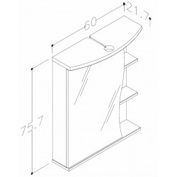 Vannas istabas skapītis ar spoguli RB PIANO, RV60V