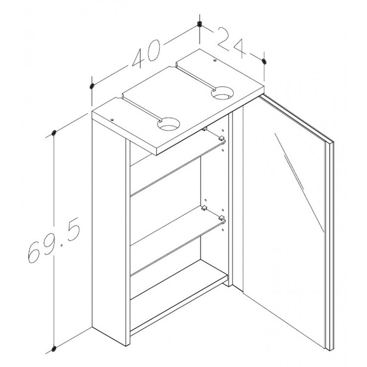 Vannas istabas skapītis ar spoguli RB Quadro/Pro, QPV40
