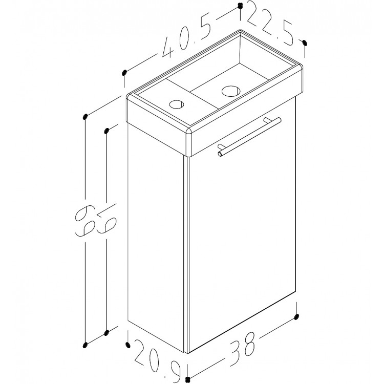 Vannas istabas skapītis ar izlietni RB QUADRO 40cm QA40-3/P
