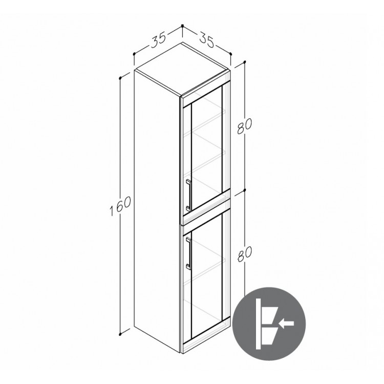 Vannas istabas augstais skapis RB SERENA Retro 35cm, 13312114