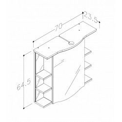 Vannas istabas skapītis ar spoguli RB PIANO 70cm RV70M