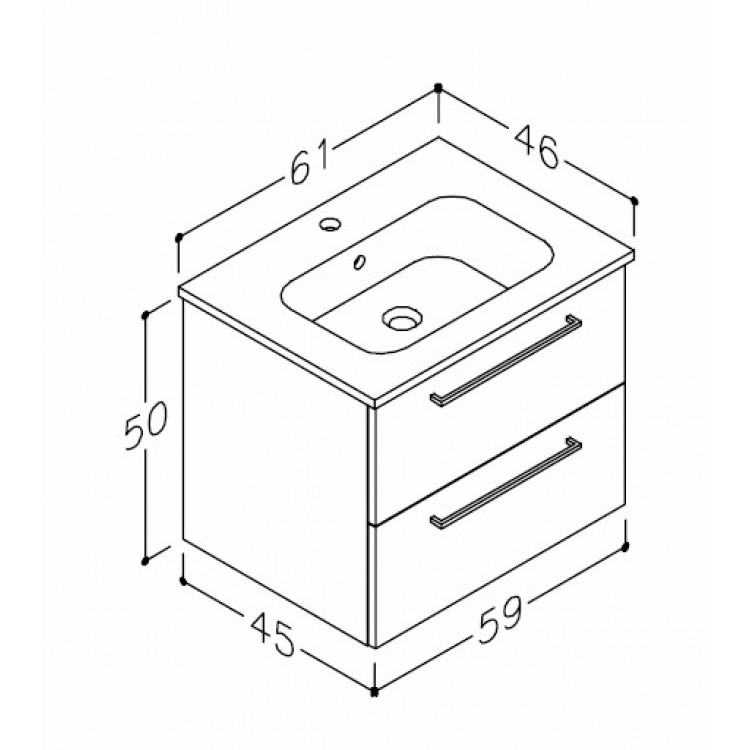 Vannas istabas skapītis ar izlietni RB JOY 60cm, 12113313