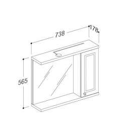 Vannas istabas skapītis ar spoguli un apgaismojumu RB RETRO 74 cm RETV74