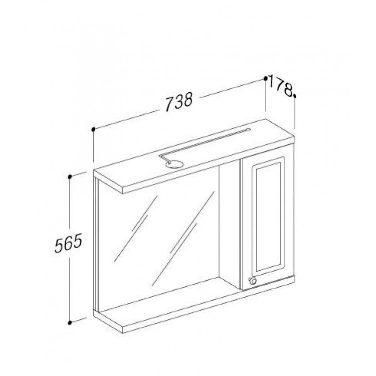 Vannas istabas skapītis ar spoguli un apgaismojumu RB RETRO 74 cm RETV74
