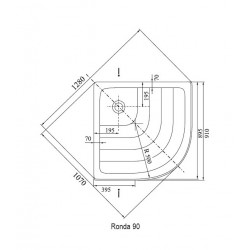 Dušas paliktnis pusapaļš RAVAK RONDA 90 PU