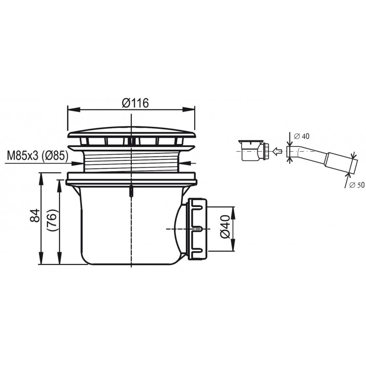 Dušas sifons Ravak STANDARD 90mm, X01314